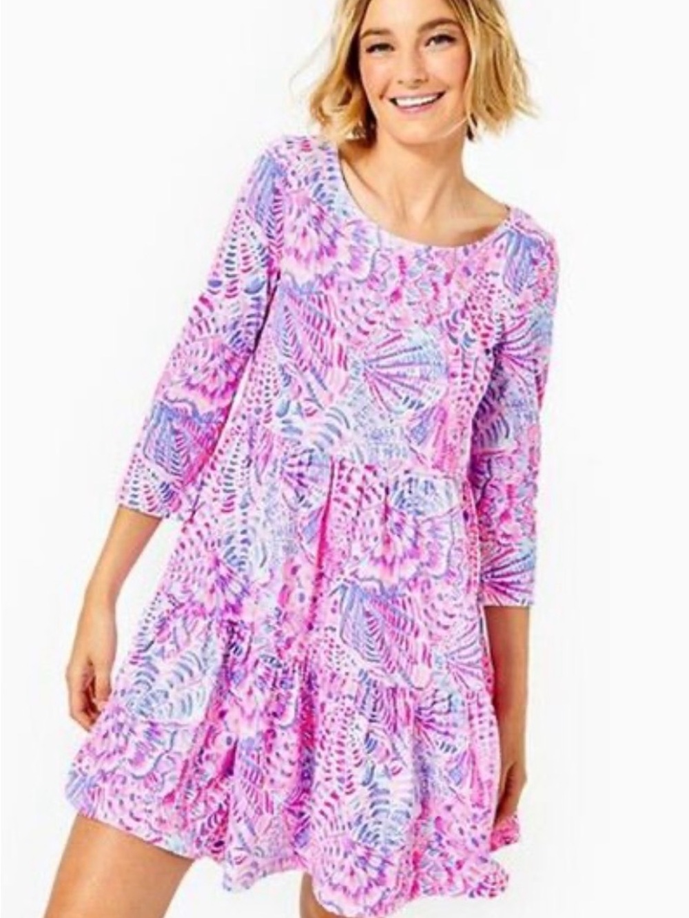 Lilly Pulitzer Geanna Swing Dress Raz Berry Sea You Soon Seashell XXL